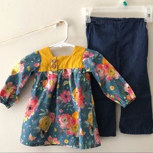 12-18 mo beautiful floral top w/denim pants